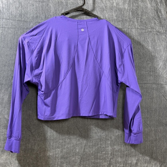 Lululemon Shirt Womens 12 Purple Long Sleeve Cropped Athletic Workout Yoga Top - Picture 2 of 5
